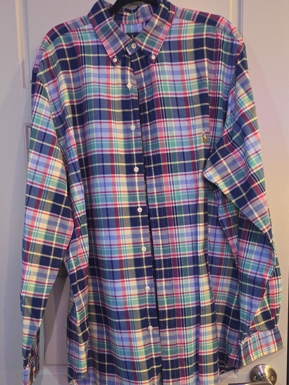 Ralph Lauren Navy, Light Blue & Pink Plaid Button-Down Shirt